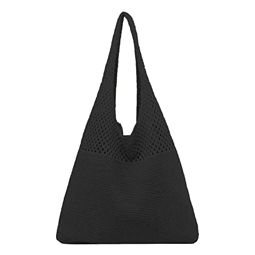 BOTCAM Taschen Damen Umhängetasche Damen Frühjahr/Sommer Retro hohl gestrickte Handheld One Shoulder Weste Tasche Taschen Parfüm Flasche (Black, One Size) von BOTCAM