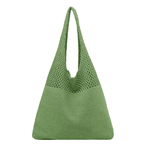 BOTCAM Taschen Damen Umhängetasche Damen Frühjahr/Sommer Retro hohl gestrickte Handheld One Shoulder Weste Tasche Taschen Parfüm Flasche (Green, One Size) von BOTCAM