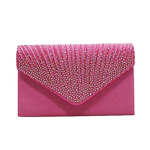 BOTCAM Taschen Organisator Filz Große Damen-Clutch-Tasche für den Abend, Satin, Brautschmuck, Diamante, Party, Abschlussball, Umschlag Taschen & Etuis (Hot Pink, One Size) von BOTCAM