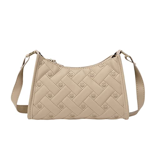 BOTCAM Taschen Ventilator Damen Umhängetasche Love Bestickte Achseltasche Frühling und Sommer Neues Muster Personalisierte Praktische Handytasche zum Wechseln Taschen Parfüm (Beige, One Size) von BOTCAM