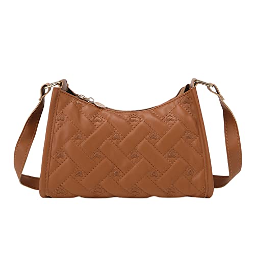 BOTCAM Taschen Ventilator Damen Umhängetasche Love Bestickte Achseltasche Frühling und Sommer Neues Muster Personalisierte Praktische Handytasche zum Wechseln Taschen Parfüm (Brown, One Size) von BOTCAM