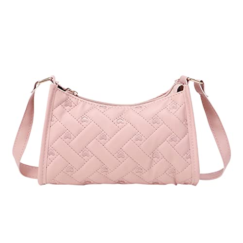 BOTCAM Taschen Ventilator Damen Umhängetasche Love Bestickte Achseltasche Frühling und Sommer Neues Muster Personalisierte Praktische Handytasche zum Wechseln Taschen Parfüm (Pink, One Size) von BOTCAM