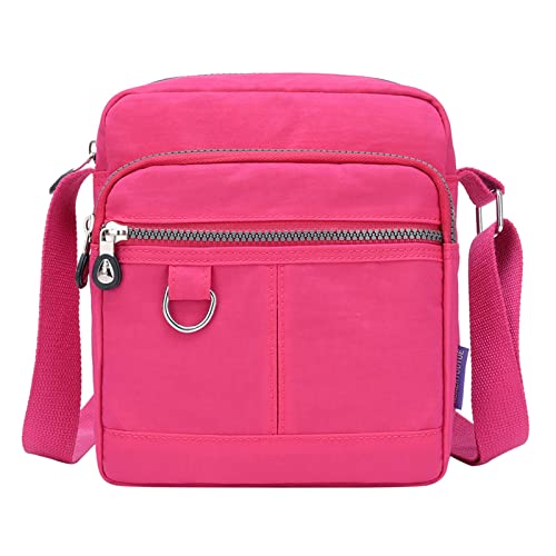 BOTCAM Umhängegurt Für Taschen Casual Nylon Geldbörse Handtasche Umhängetasche Wasserdichte Umhängetasche Handtasche für Frauen Kamera Zubehör Taschen (Hot Pink, One Size) von BOTCAM