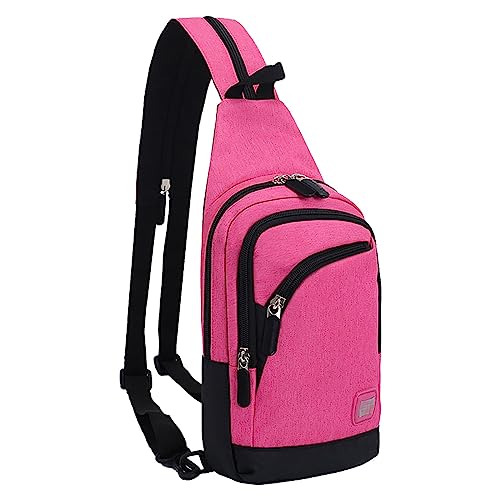 BOTCAM Weste Mit Taschen Männer Männer Frauen Outdoor Einzigen Schulter Tasche Zipper Umhängetasche Radfahren Sport Tasche Brust Tasche Bergsteigen Reise Kleinen Rucksack Eishockey (Pink, One Size) von BOTCAM