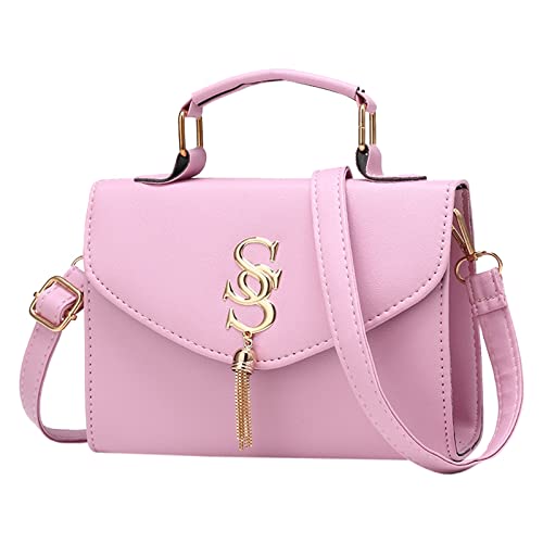 BOTCAM Zirkeltraining Taschen Herren Crossbody-Geldbörsen für Frauen, lässige Crossbody-Tasche, verstellbarer Riemen, Umhängetasche mit Quastendekoration Bodybuilding Gürtel Taschen (Pink, One Size) von BOTCAM