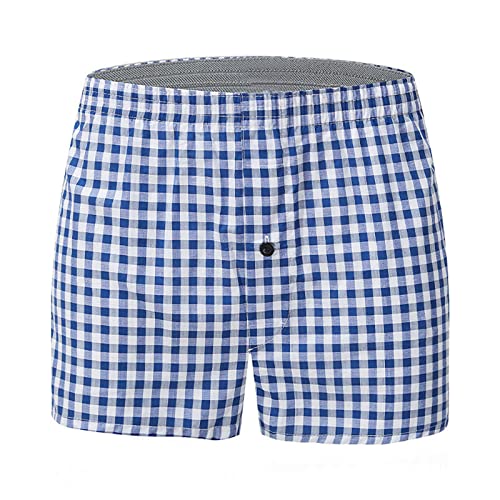 Herren Pyjama Plaid Casual Haushalt Home Shorts Hosen Unterwäsche Schlafanzug O Herren (Z4-Blue, XXXL) von BOTCAM