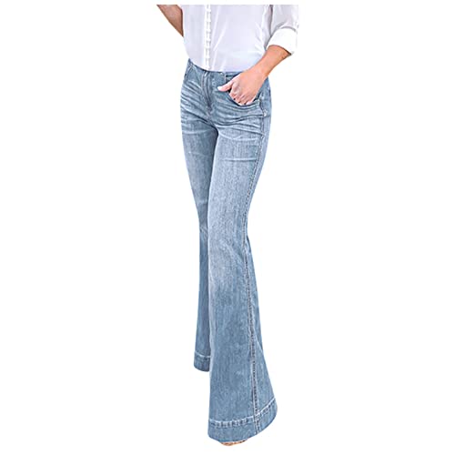 Jeans Damen High Waist Weites Bein Jeanshosen Für Frauen Stretch Schlaghose Jogginghose Damen Baumwolle Warm Lang Freizeithose Hippie Hose Boyfriend Jeans Mädchen Baggy Jeans Denim Jeans Streetwear von BOTCAM