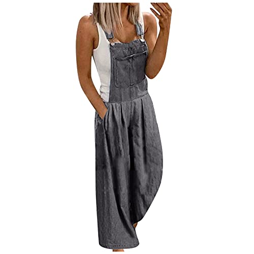 Jeanslatzhose Damen Latzhose Jeans Hose Denim Overall Jumpsuit Loose Fit Romper Oversize Trägerhose Beiläufig Strampler Y2k Hosenanzug Mit Taschen Mädchen Baggy Boyfriend Sommerhose von BOTCAM