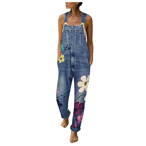 Jeanslatzhose Damen Latzhose Jeans Lange Hose Denim Overall Jumpsuit Playsuit Jeans Vintage Loose Fit Hoseanzug Romper Baggy Boyfriend ärmellos Mit Taschen Elegant Hosenanzug Sommerhose von BOTCAM