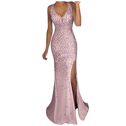 One Shoulder Kleid Damen Paillettenkleid Enge Lange Kleider Mit Schlitz Frauen Schulterfrei Hohe Taille Bodycon Midikleid Glitzerkleid Damen Partykleid Silvesterkleid Für Damen Ballkleid Mädchen von BOTCAM