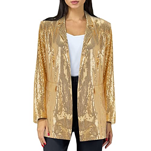 Pailletten Blazer Damen Gold: Blazerjacke Anzugjacke Glitzer Blazer Langarm Pailettenjacke Übergangsjacke Elegant Party Club Anzüge Sakko Outfits Übergangsjacke Langarm Blazermantel Pailletten Blazer Damen Gold: Blazerjacke Anzugjacke Glitzer Blazer Langarm Pailettenjacke Übergangsjacke Elegant Party Club Anzüge Sakko Outfits Übergangsjacke Langarm Blazermantel von BOTCAM