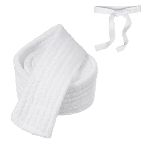 BOXOB Bademantel Gürtel Ersatz, 180x4cm Unisex Bademantel Gürtel aus Frottee Hotel Bademantel Taillengürtel Weicher Pyjama Gürtel (Weiß) von BOXOB