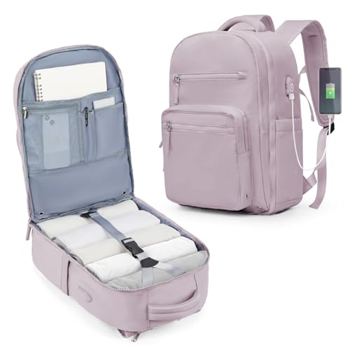 BOXSAM Handgepäck Rucksack 45x36x20 Easyjet, Travel Backpack 40x20x25 für Ryanair Wanderrucksack für Damen Herren, Flugzeug Carry-Ons Reiserucksack Casual Dayback Wasserdicht Business Rucksack, Rosa von BOXSAM