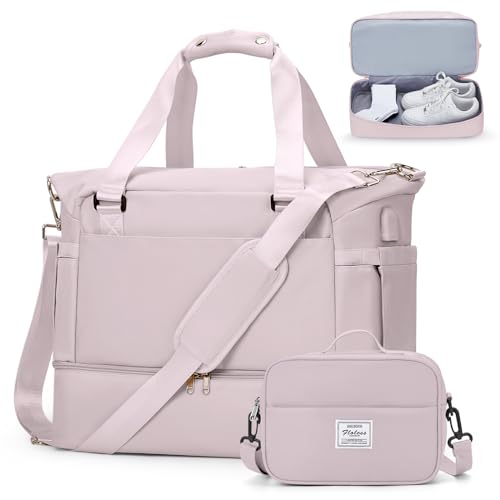 Sporttasche & Reisetasche für Damen und Herren, Tasche für Sport Fitness mit Schuhfach Nassfach, Sport Travel Bag Weekender mit Trolleyhülle, Wasserdicht Trainingstasche Gym Bag,Rosa von BOXSAM