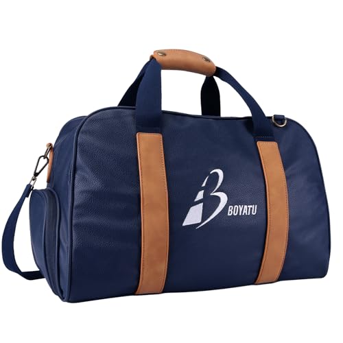 BOYATU Turnbeutel für Damen Herren, Sport Reise Duffel Bag mit USB-Ladeanschluss, Weekender Übernachtungstasche, Schwarz, Blau von BOYATU