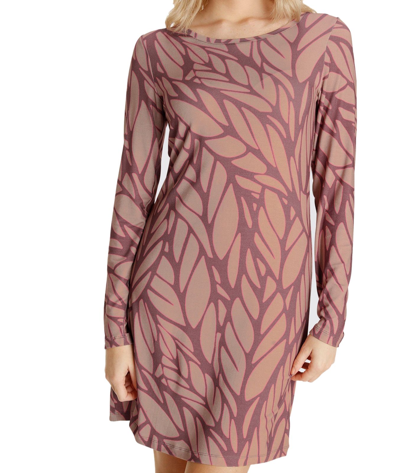 BOYSEN`S Damen Mini-Kleid mit Allover-Print Langarm-Kleid Jersey-Kleid 92753753 Rot/Braun von BOYSEN´S