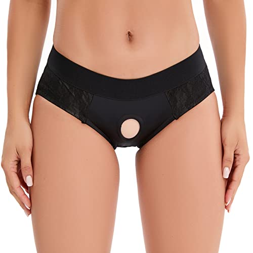 BQQSHH Strap On Harness Panties , Spitzenhöschen ,trägerlose Unterwäsche für Männer Frauen Paare Unisex Slips, Schwarz, XX-Large von BQQSHH
