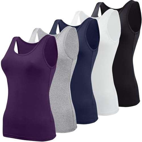 BQTQ Basic-Tank-Tops für Damen, ärmellose Unterhemden, 5 Stück, X-Groß von BQTQ