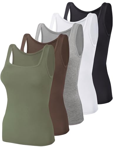 BQTQ Damen-Tank-Tops, quadratischer Ausschnitt, ärmellos, Unterhemden, 5er-Pack, Klein BQTQ Damen-Tank-Tops, quadratischer Ausschnitt, ärmellos, Unterhemden, 5er-Pack, Klein von BQTQ