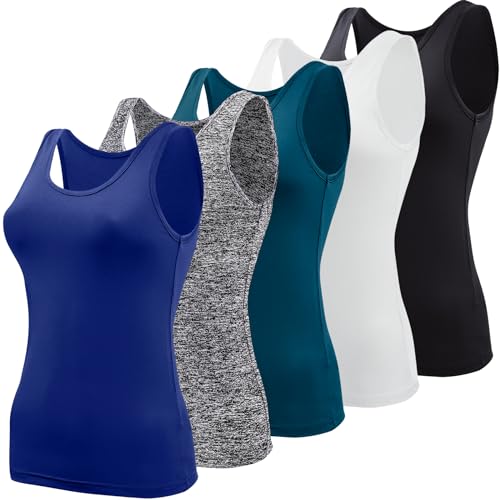 BQTQ Basic-Tank-Tops für Damen, ärmellose Unterhemden, 5 Stück, Klein von BQTQ