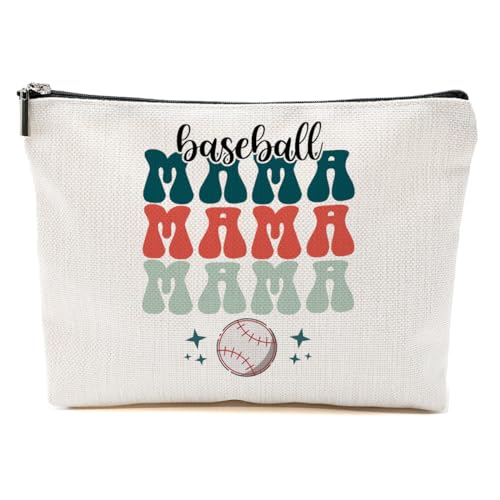 Baseball-Geschenke, Make-up-Tasche, Mama-Geschenke für Mutter, Frauen, Baseball-Teamspieler, Trainer, Weihnachten, Geburtstag, Baseball Mama Sparkle, 9.6*7.1 inch von BQXH