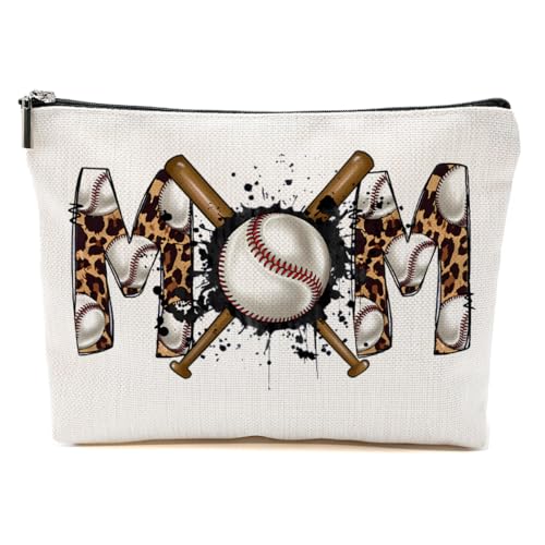 Baseball-Geschenke, Make-up-Tasche, Mama-Geschenke für Mutter, Frauen, Baseball-Teamspieler, Trainer, Weihnachten, Geburtstag, Baseball Mom Leopard, 9.6*7.1 inch von BQXH