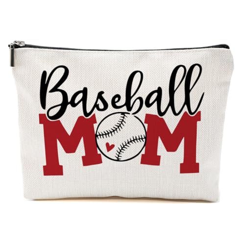 Baseball-Geschenke, Make-up-Tasche, Mama-Geschenke für Mutter, Frauen, Baseball-Teamspieler, Trainer, Weihnachten, Geburtstag, Baseball Mom Love, 9.6*7.1 inch von BQXH