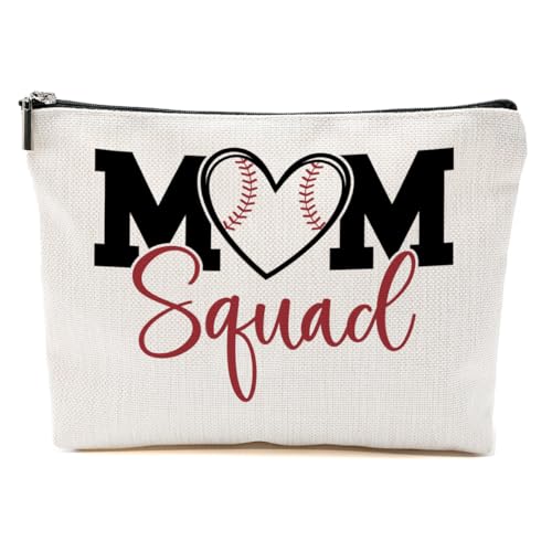 Baseball-Geschenke, Make-up-Tasche, Mama-Geschenke für Mutter, Frauen, Baseball-Teamspieler, Trainer, Weihnachten, Geburtstag, Basseball Squad Mom, 9.6*7.1 inch von BQXH