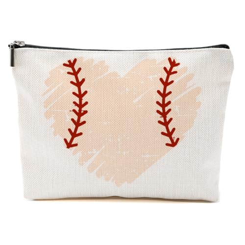 Baseball-Geschenke, lustige Baseball-Make-up-Tasche, Baseball-Trainer-Geschenke für Frauen, Baseball-Liebhaber, Fans, Weihnachten, Baseball-Herz, 9.6*7.1 inch von BQXH