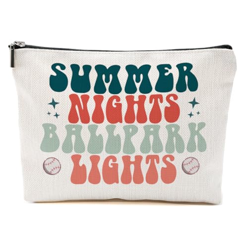 Baseball-Geschenke, lustige Baseball-Make-up-Tasche, Baseball-Trainer-Geschenke für Frauen, Baseball-Liebhaber, Fans, Weihnachten, Baseball-Lichter, 9.6*7.1 inch von BQXH