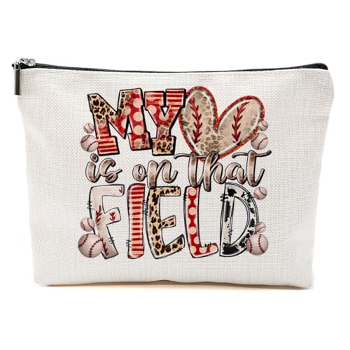 Baseball-Geschenke, lustige Baseball-Make-up-Tasche, Baseball-Trainer-Geschenke für Frauen, Baseball-Liebhaber, Fans, Weihnachten, Baseballfeld, 9.6*7.1 inch von BQXH