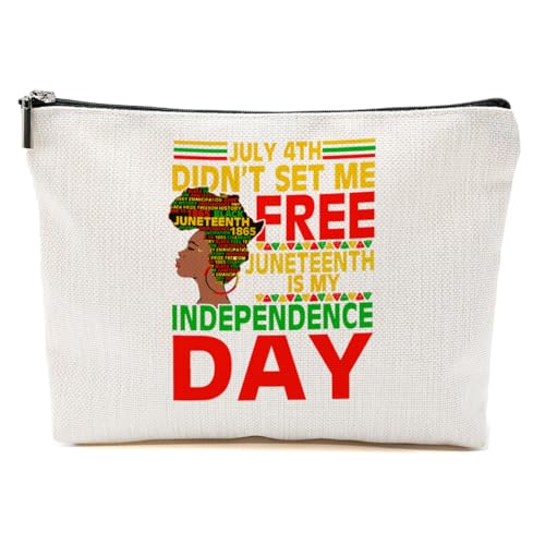 Juneteenth 1865 Black History Month Gifts Make-up-Tasche, afrikanische Kosmetiktasche, schwarzer Unabhängigkeitstag, Schwarz für Damen, 9.6*7.1 inch von BQXH