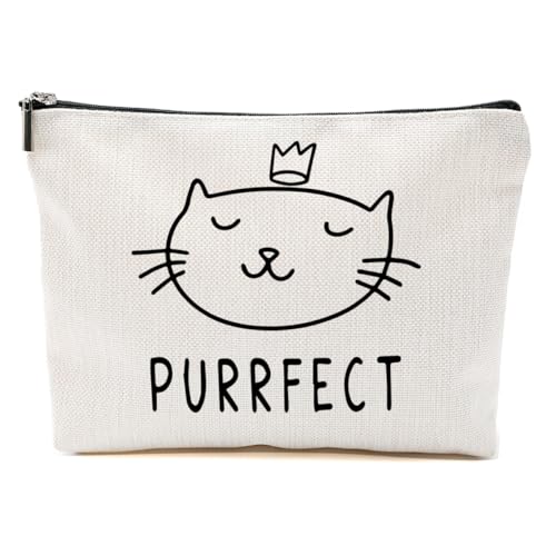 Katzengeschenke für Frauen, Katzenliebhaber, lustige Make-up-Tasche, Katzen-Themen-Geschenke für Frauen, Katzenbesitzer, Purrfect Cat, 9.6*7.1 inch von BQXH