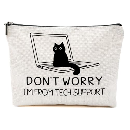 Katzengeschenke für Frauen, Katzenliebhaber, lustige Make-up-Tasche, Katzen-Themen-Geschenke für Frauen, Katzenbesitzer, Tech Support Cat, 9.6*7.1 inch von BQXH