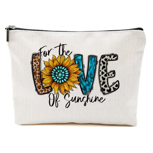 Western Stuff, Country Stuff Western-Make-up-Tasche, christliches Geschenk für Frauen, Leopardenmuster, Kuh-Druck, Love Sunshine, 9.6*7.1 inch von BQXH