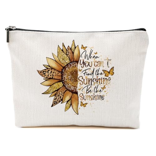 Western Stuff, Country Stuff Western-Make-up-Tasche, christliches Geschenk für Frauen, Leopardenmuster, Kuh-Druck, Positive Sonnenblume, 9.6*7.1 inch von BQXH