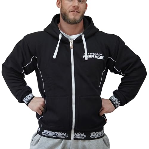 Brachial Premium Herren Kapuzenjacke Spacy Schwarz XL - Hoodie Sweatjacke Sweatshirt Jacke mit Kapuze für Bodybuilder Sportler von BRACHIAL THE LIFESTYLE COMPANY