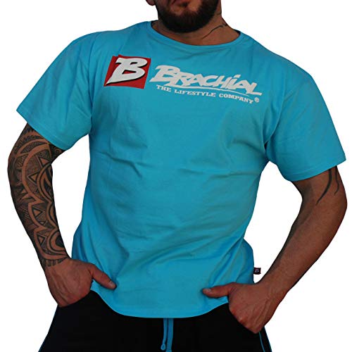 Brachial Premium Herren T-Shirt Sign Next Loose-Fit Blau L - für Freizeit Bodybuilding Workout Gym Kraftsport Fitness von BRACHIAL THE LIFESTYLE COMPANY
