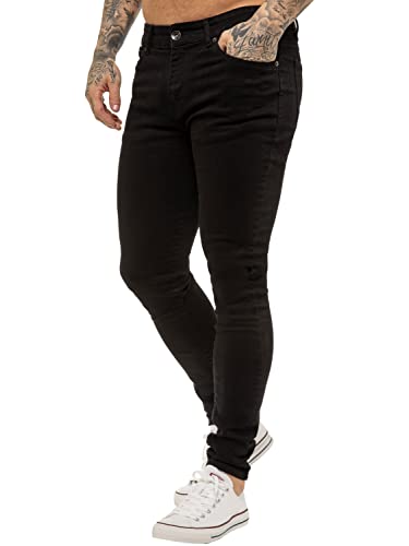 BRAND KRUZE Designer-Herren-Jeans, KZ106, schmale Passform, leger, super Stretch, Denim-Hose, Schwarz , 30 W/30 L von BRAND KRUZE