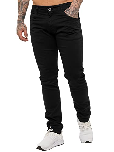 BRAND KRUZE Herren Chinos KZ104 Designer Stretch Skinny Fit Markenhose Slim Hose alle Taillengrößen, Schwarz , 36 W / 32 L von BRAND KRUZE