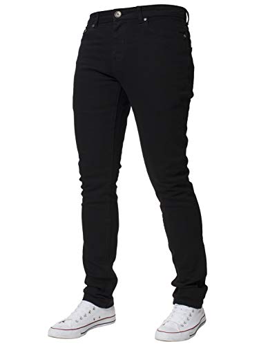 Kruze Designer-Jeans für Herren, Skinny Jeans, Stretch, schlanke Passform, alle Größen Gr. 42 W/30 L, Schwarz von BRAND KRUZE