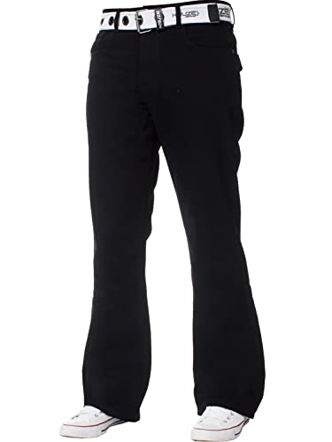 Kruze Herren-Bootcut-Jeans, ausgestelltes weites Bein, Denim-Hose, King Big, alle Taillengrößen, Schwarz , 36 W/34 L von BRAND KRUZE