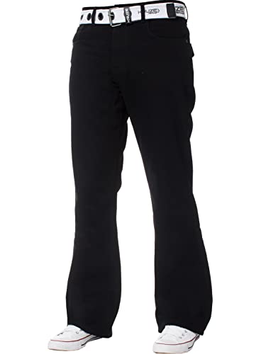 Kruze Herren-Bootcut-Jeans, ausgestelltes weites Bein, Denim-Hose, King Big, alle Taillengrößen, Schwarz , 44W x 30L von BRAND KRUZE