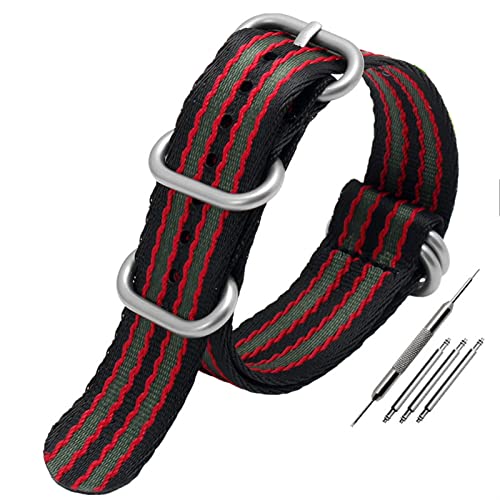 BRART Nato-Nylon-Armband für OMG Canned 007, mehrfarbig, weich, seidig, 20 mm, 22 mm, Canvas-Armbänder, 22 mm, Achat von BRART