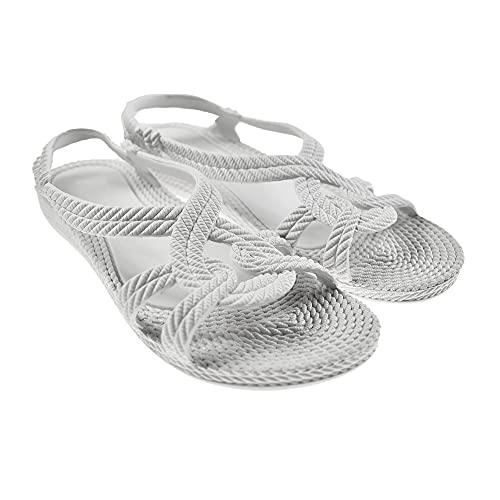 Brasileras Damen, Kinder Mädchen Zehensandalen rutschfester bequem schuhe für strand/schwimmbad/stadt weiß 36 EU von Brasileras