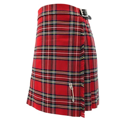 BRAW CLANS TARTANS Traditioneller Mädchen-Kilt mit Kiltnadel, hergestellt in Schottland, bequemes Schottenkaro-Material, verstellbarer Gürtel, schottisches Schottenkaro, plissierter Mini-Kilt, von BRAW CLANS TARTANS