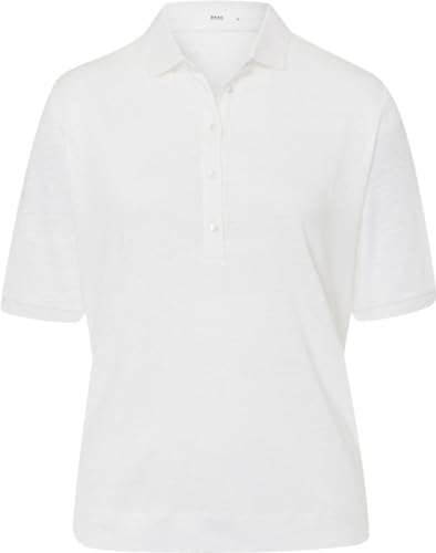 Brax Damen Style Claire Linen Solid Polohemd, White, 46 von BRAX