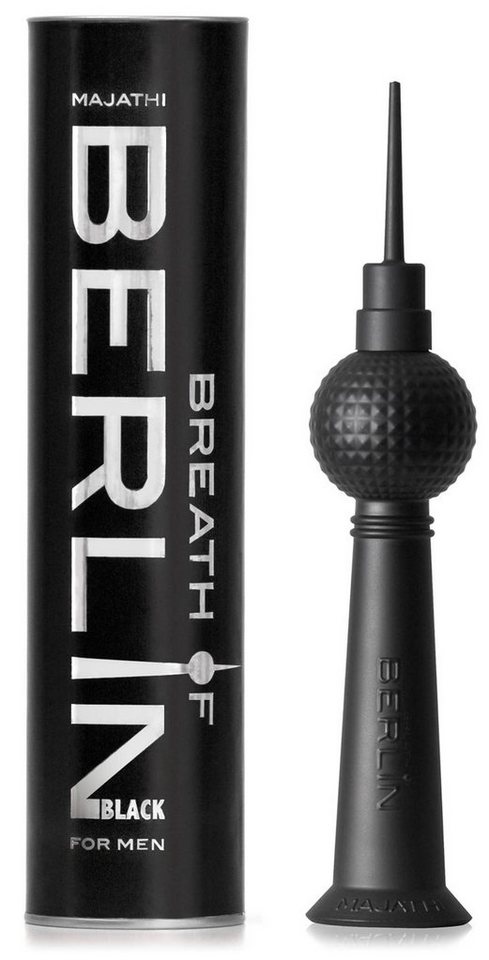 BREATH OF BERLIN Eau de Toilette BREATH OF BERLIN BLACK for Men, Design Glasflakon inspiriert vom Berliner Fernsehturm, Berlin-Geschenk von BREATH OF BERLIN