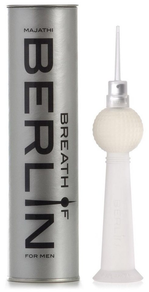 BREATH OF BERLIN Eau de Toilette BREATH OF BERLIN SILVER for Men, Design Glasflakon inspiriert vom Berliner Fernsehturm, Berlin-Souvenir von BREATH OF BERLIN