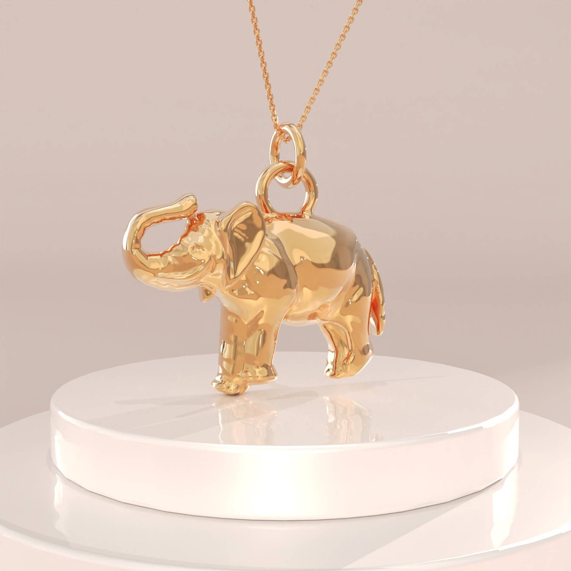 14K Solid Gold Elefant Anhänger, Kleine Charm Halskette Für Frauen, Viel Glück Zierlicher Schmuck, Minimalist Anhänger von BRENNMORE